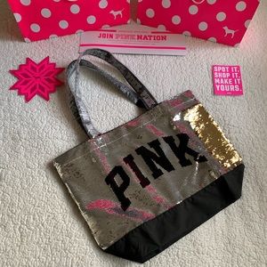 Pink Victoria’s Secret Campus Sequin Tote Bag